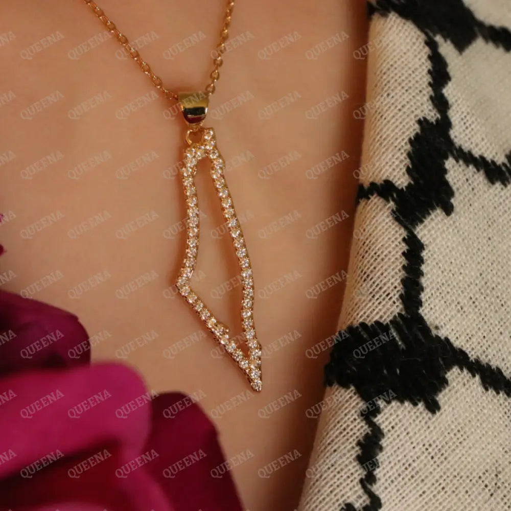 Luxury Golden Zircon PALESTINE Country Map - Pendant Necklace Necklaces