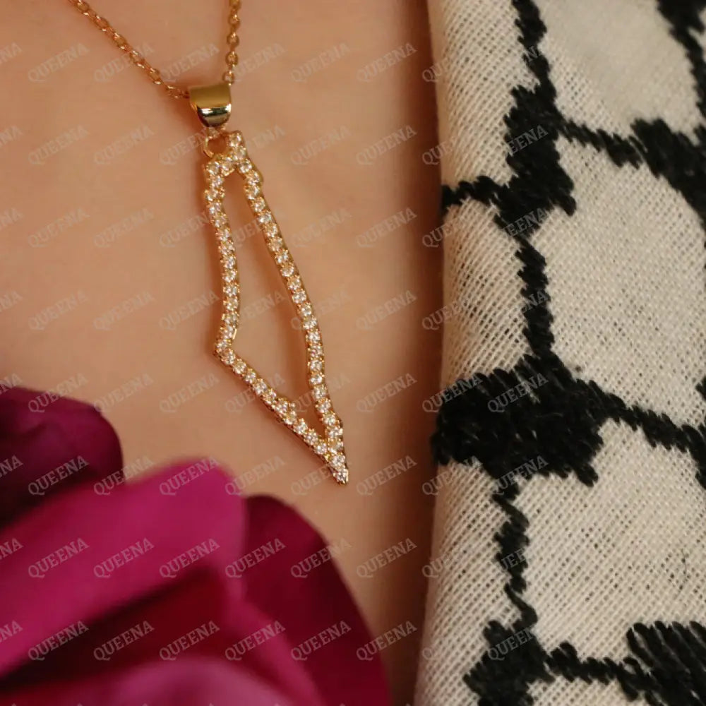 Luxury Golden Zircon PALESTINE Country Map - Pendant Necklace Necklaces