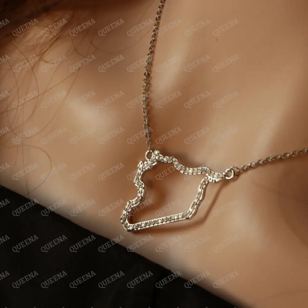 Luxury Golden Zircon SYRIA Country Map Necklace - Pendant Necklace Necklaces