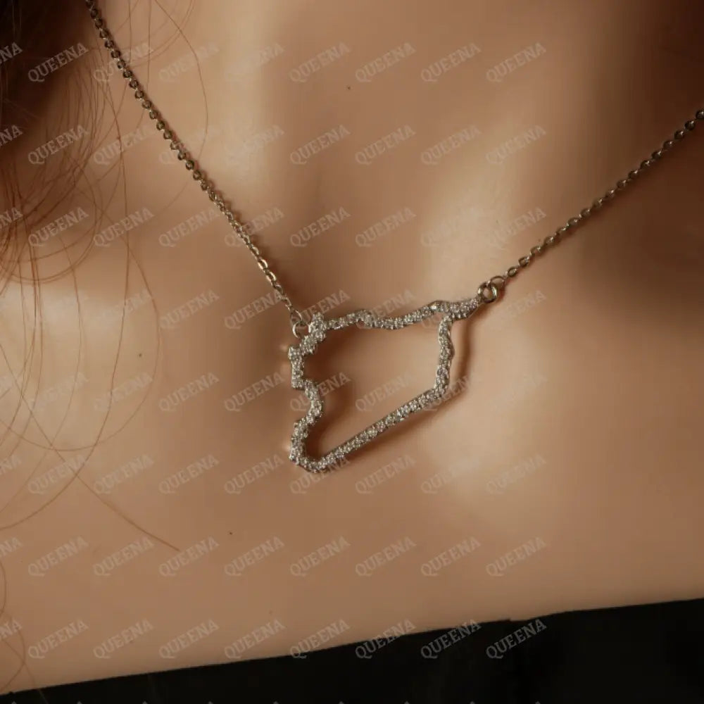 Luxury Golden Zircon SYRIA Country Map Necklace - Pendant Necklace Necklaces
