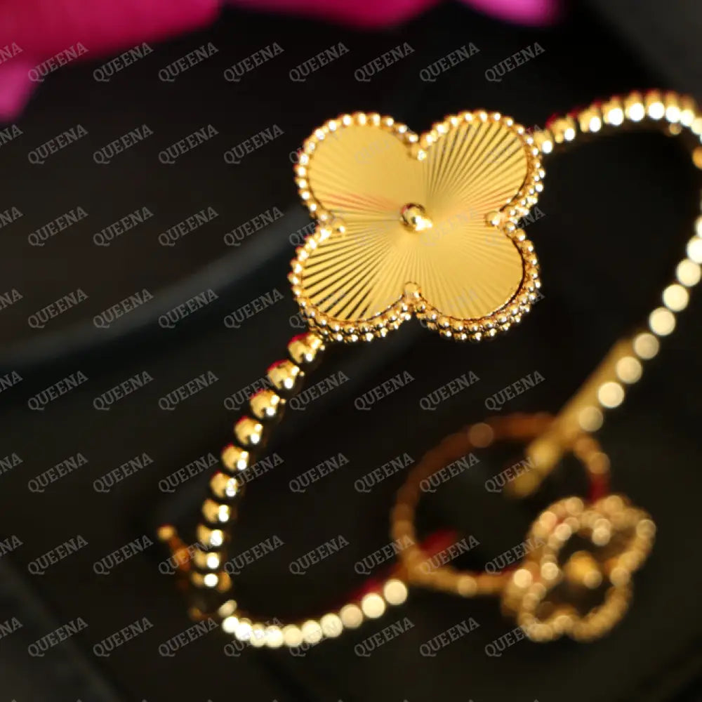 Luxury HALF SET 18k Gold Plated Valerie Golden Floral Clover (Bangle + Ring) Jewelry Sets