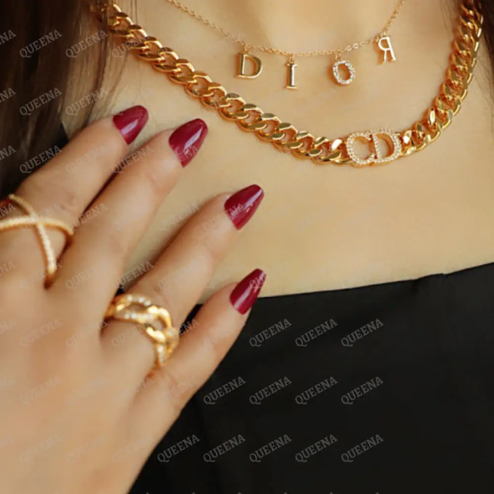 Luxury New Cd Link Chain Necklace Studded With Zircon - High Quality 18K Gold Plated Statement