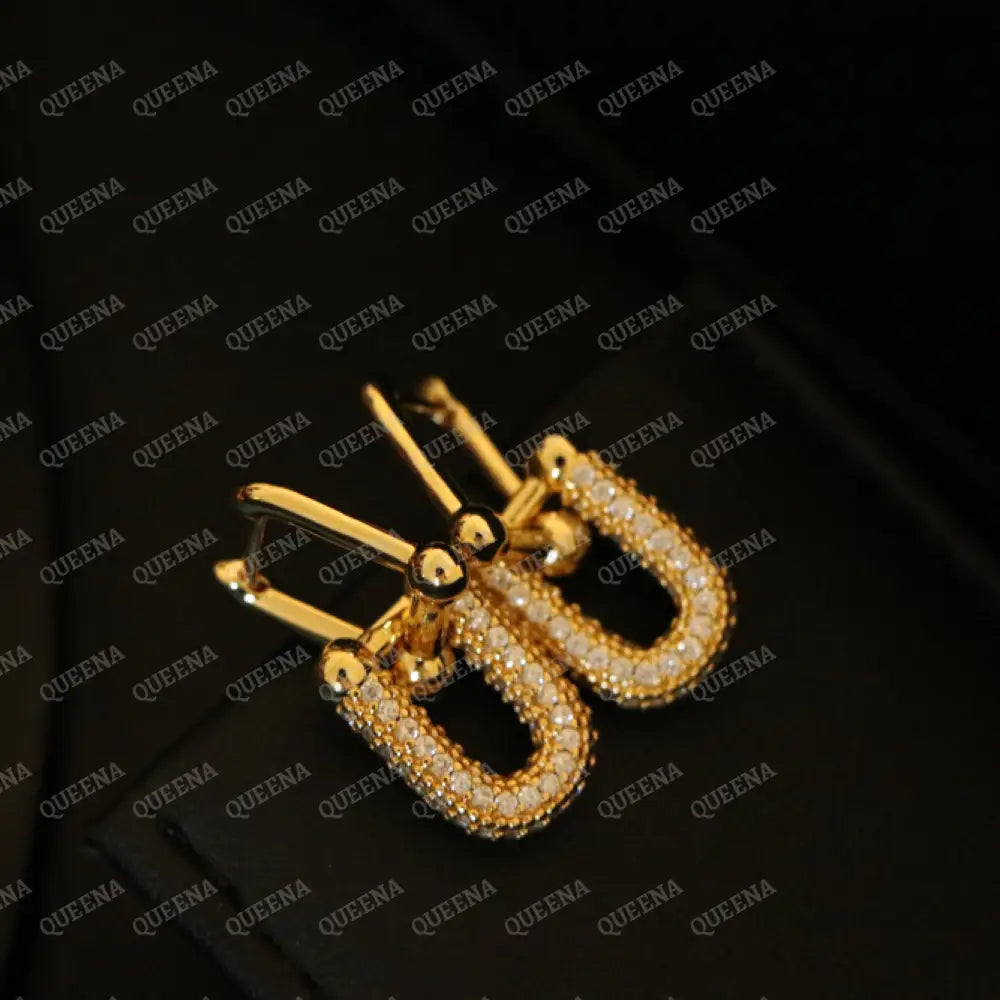 Luxury TEFFANIA JEWELRY FULL SET 3 Pieces Golden Paperlink Chain Studded with Gold Zircon Stones - High Quality 18k