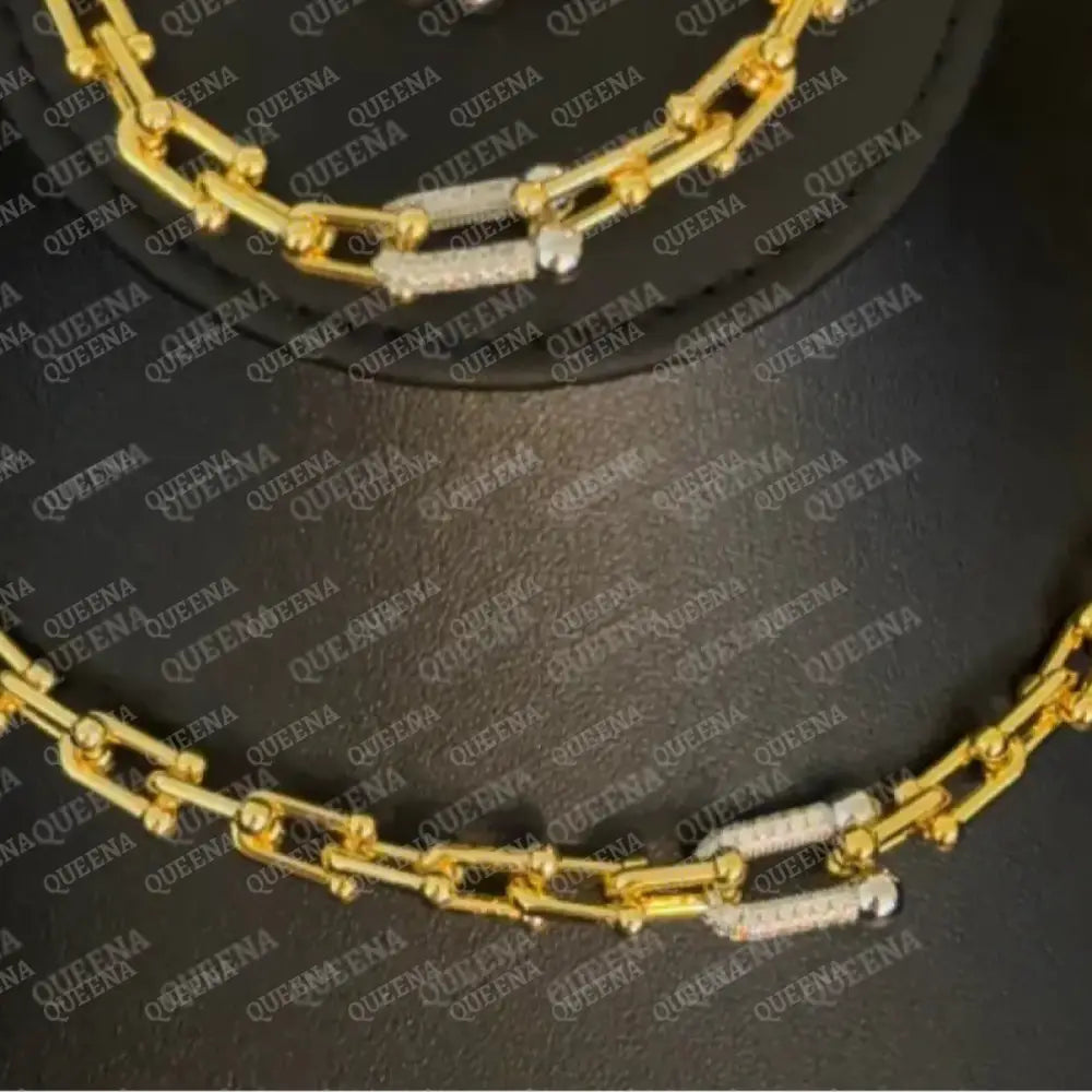 Luxury TEFFANIA JEWELRY SET Golden link Studded with Silver Zircon Stones - High Quality 18k Gold Plated Statement