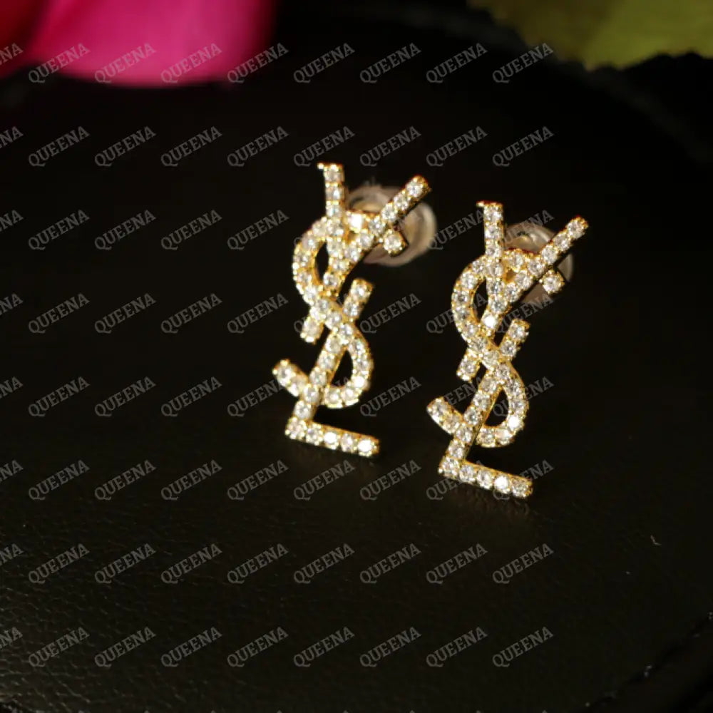 Luxury YSL Stud Earrings Studded with Zircon Stones Earrings