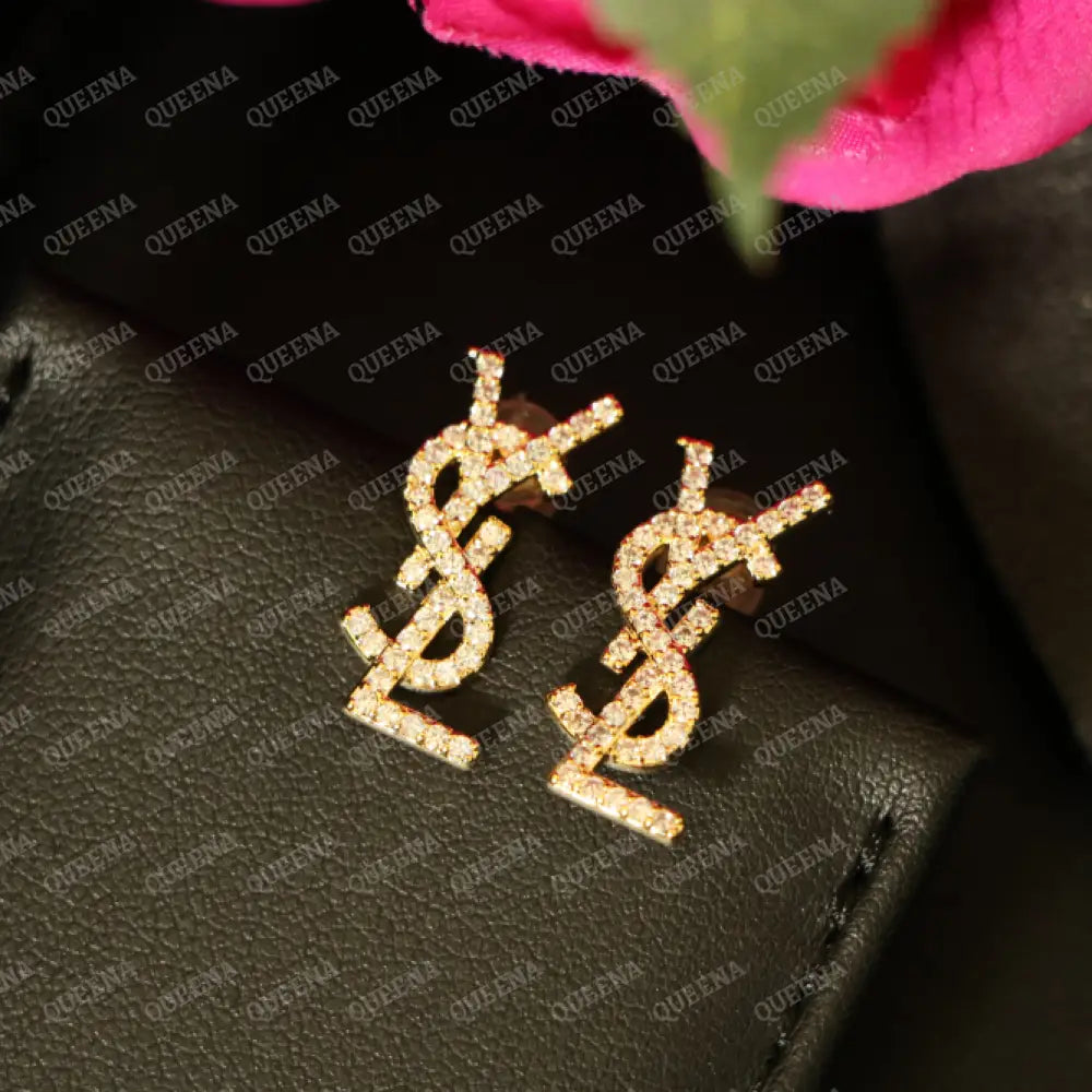 Luxury YSL Stud Earrings Studded with Zircon Stones Earrings