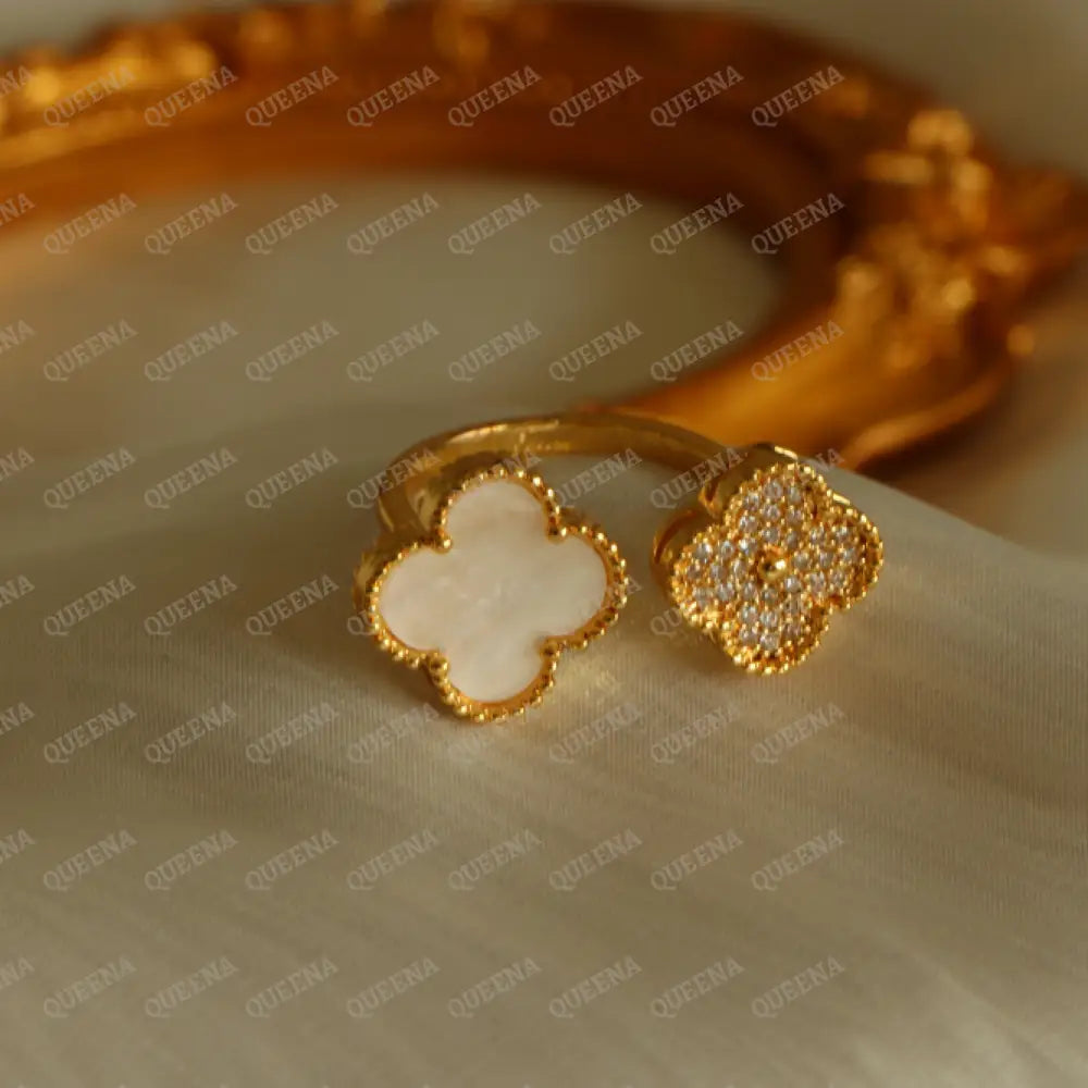 Luxury Zircon Vca Ring - Between The Finger Ring Adjustable (Free Size) Rings