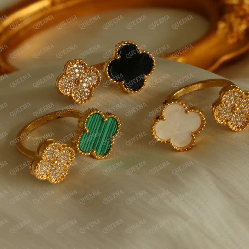 Luxury Zircon Vca Ring - Between The Finger Ring Adjustable (Free Size) Rings