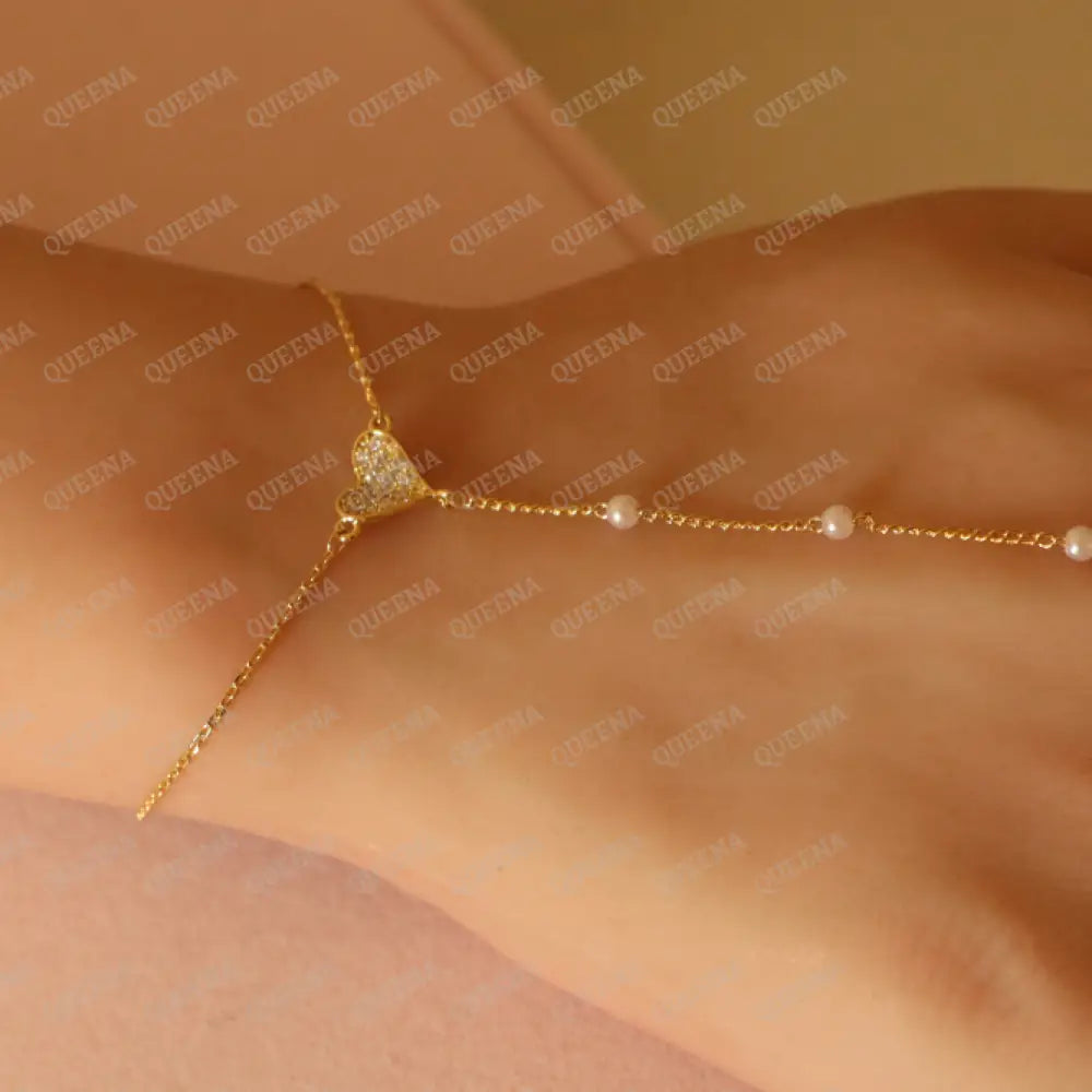 Pearla Heart Hand Chain Bracelet Bracelet
