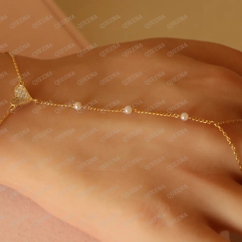 Pearla Heart Hand Chain Bracelet Bracelet
