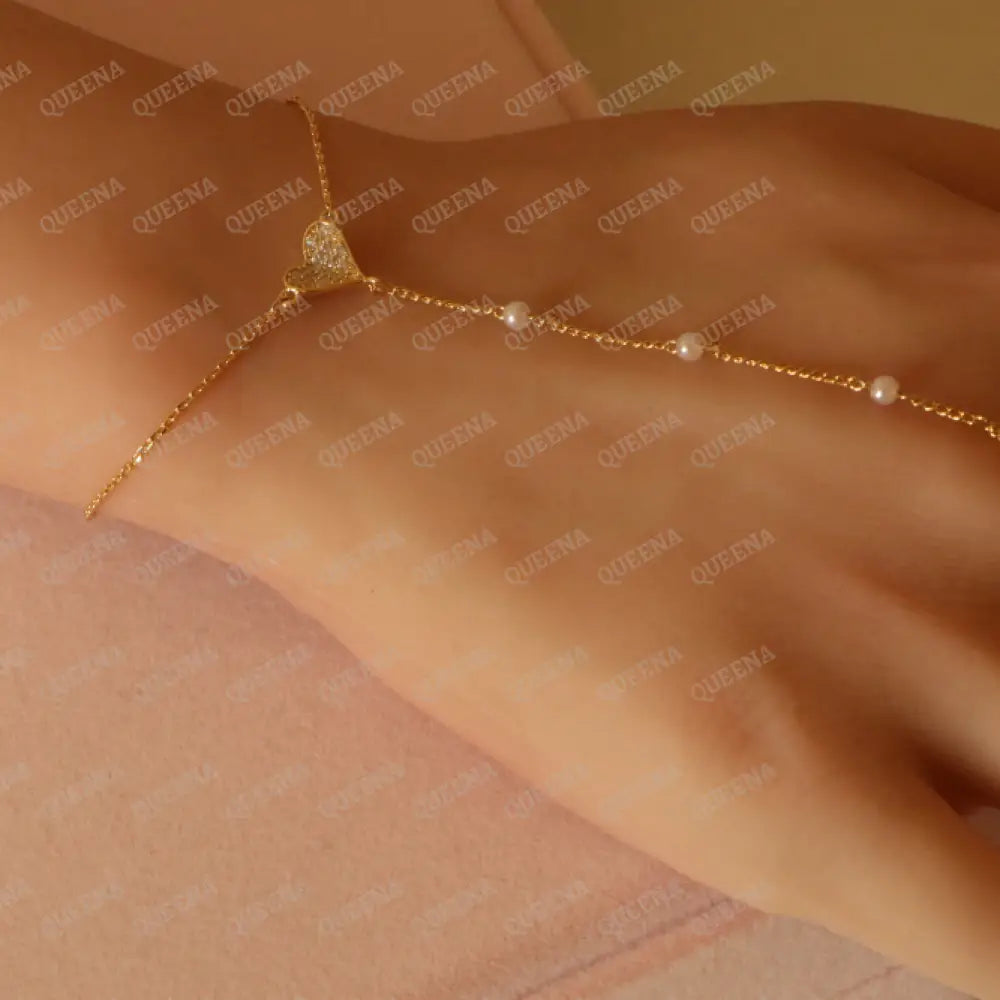 Pearla Heart Hand Chain Bracelet Bracelet
