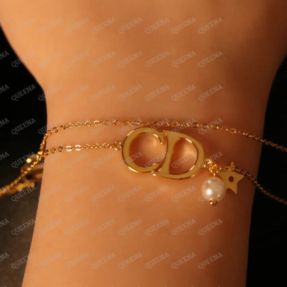 Pearls CD Double Layers Bracelet Bracelet