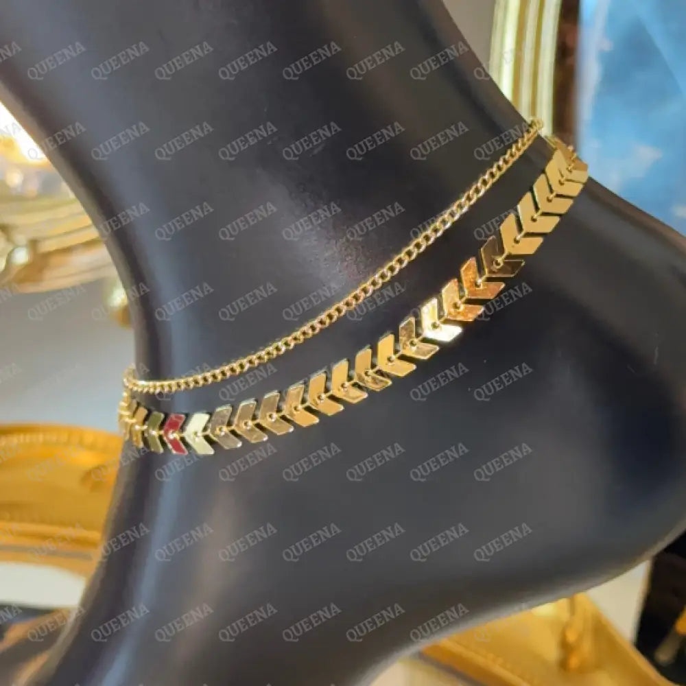 Shiny Double Layers Golden Arrows Anklet Anklet