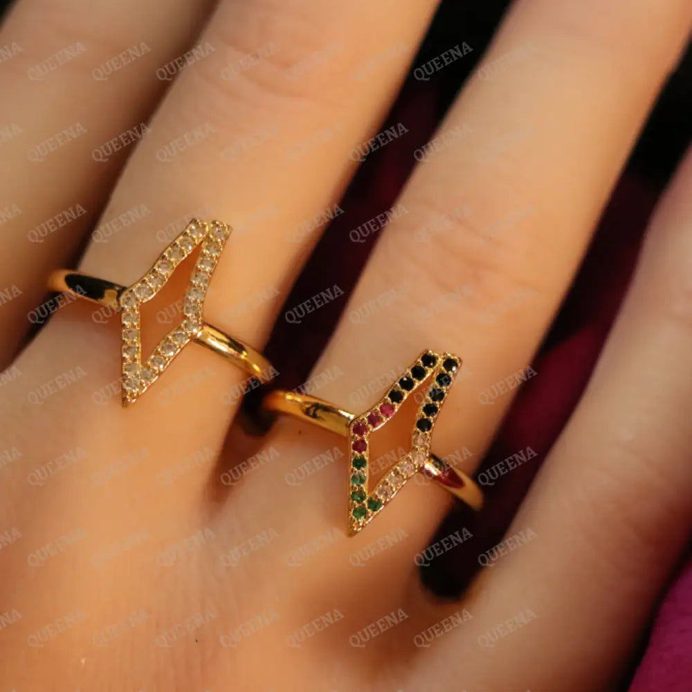 Shiny GOLD Palestine Country Map Studded with Full Zircons - Adjustable (Free Size) Ring Rings