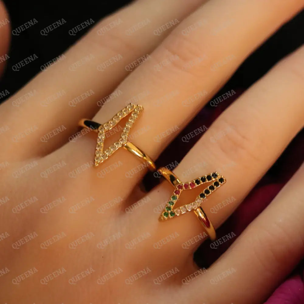 Shiny GOLD Palestine Country Map Studded with Full Zircons - Adjustable (Free Size) Ring Rings