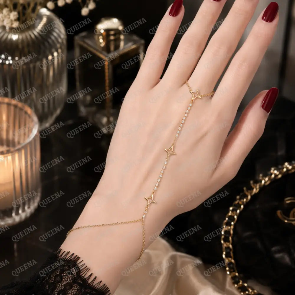 Sparkle Tennis Stars Hand Chain Bracelet
