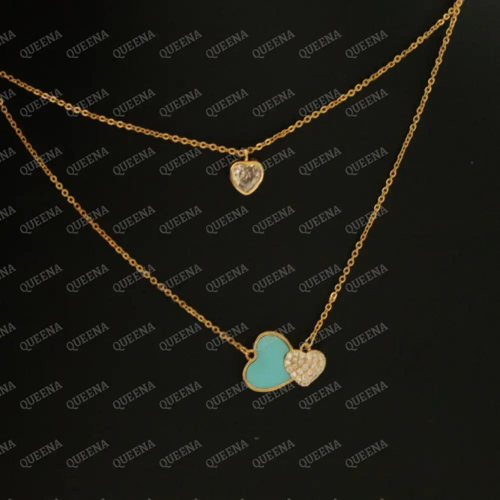 Sweat Hearts Turquoise Blue Double layers Necklace Necklaces