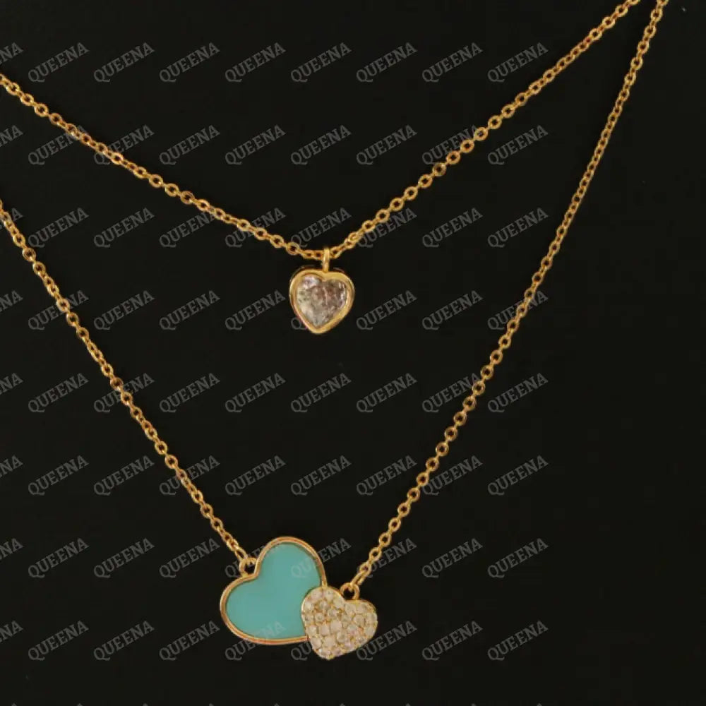 Sweat Hearts Turquoise Blue Double layers Necklace Necklaces