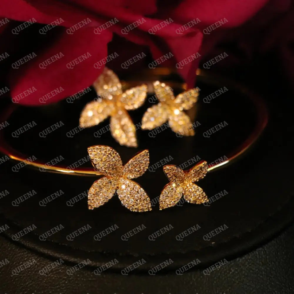 The Royal La Rose Floral Jewelry Set Studded with Full Zircon (Bangle + Ring) 8 Jewelry Sets