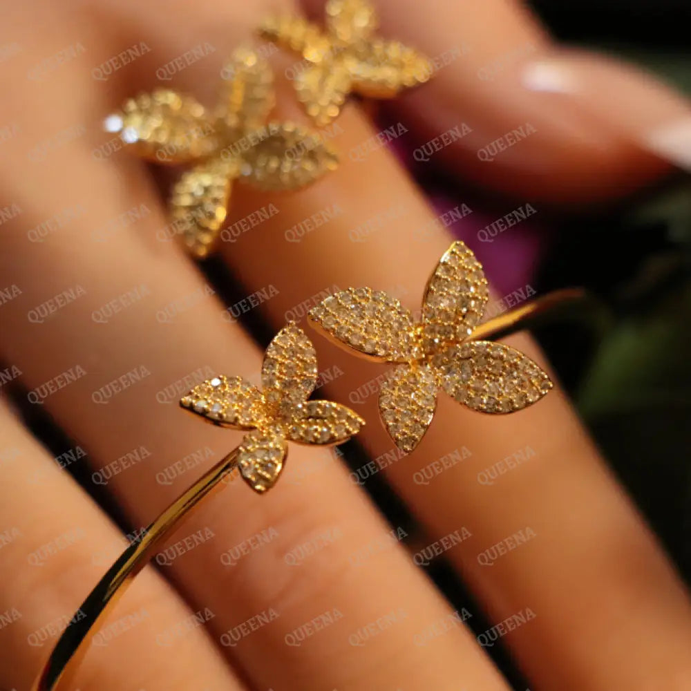 The Royal La Rose Floral Jewelry Set Studded with Full Zircon (Bangle + Ring) 8 Jewelry Sets