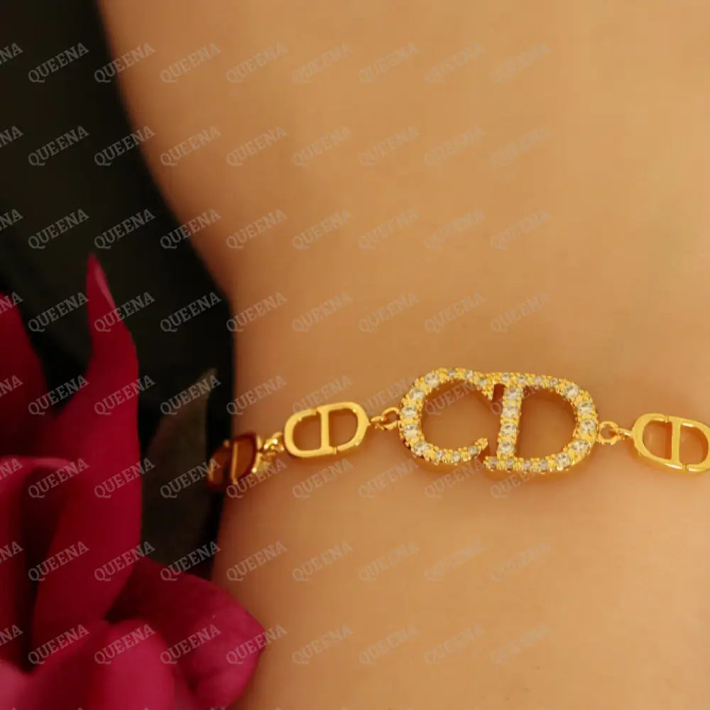 Trendy CD Bracelet Studded with Zircons Bracelet