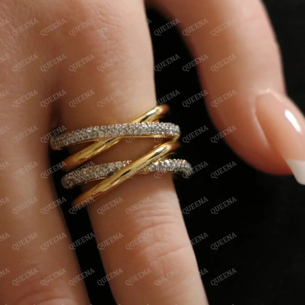 Victoria Luxury Rind Studded With Zircons Mixed by gold and Silver - Adjustable (Free Size) Rings