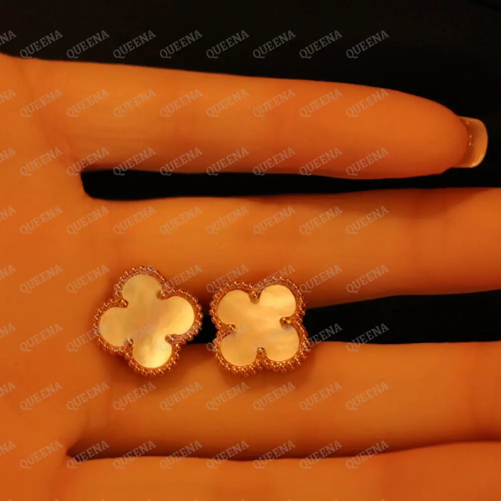 White / Black Clover Earrings earrings