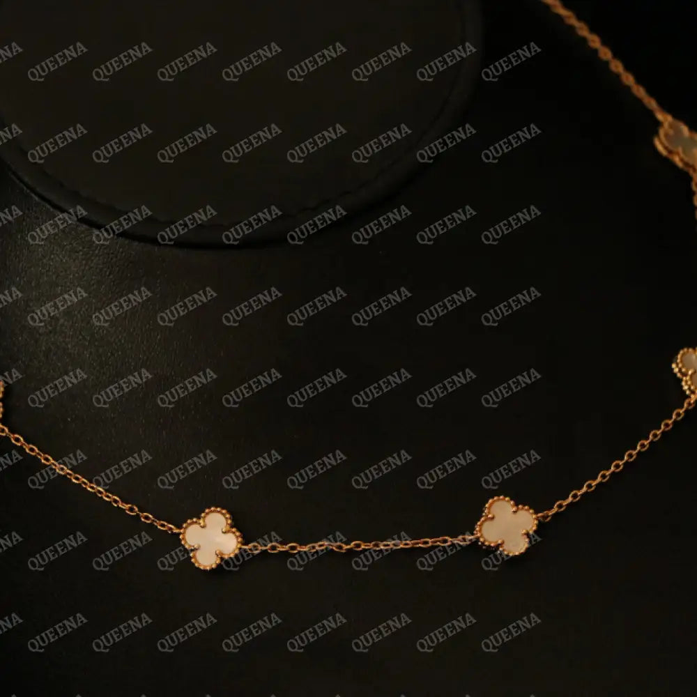 White Mini Clovers Choker Necklace Necklaces