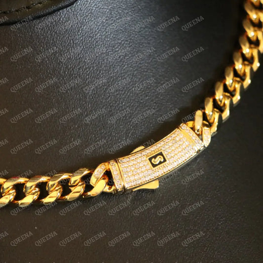 18K Gold Plated MONACO Golden Chain Necklace Studded with Full Zircon Necklaces
