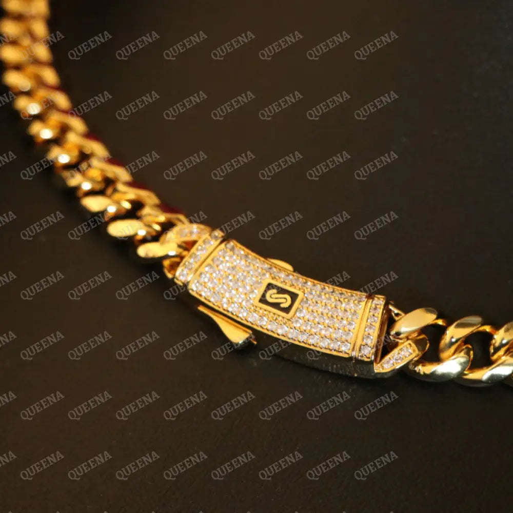 18K Gold Plated MONACO Golden Chain Necklace Studded with Full Zircon Necklaces