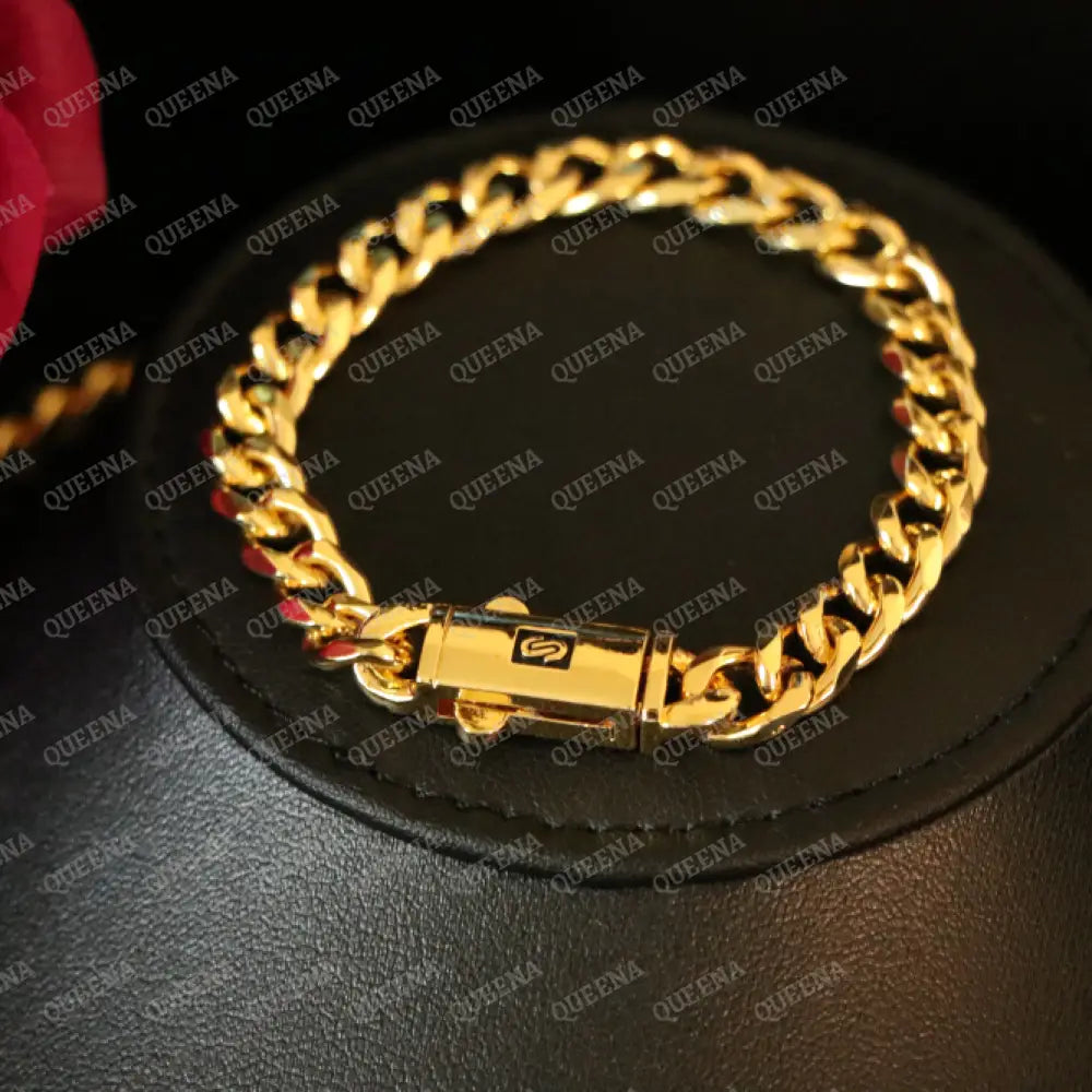 18K Gold Plated MONACO Golden Plain Chain Bracelet Bracelet