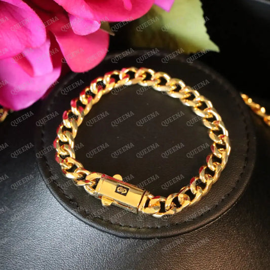 18K Gold Plated MONACO Golden Plain Chain Bracelet Bracelet