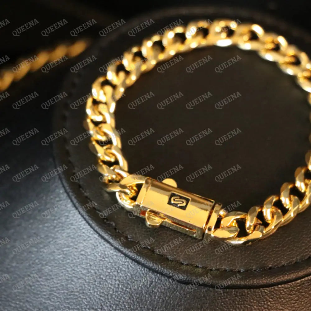 18K Gold Plated MONACO Golden Plain Chain Bracelet Bracelet