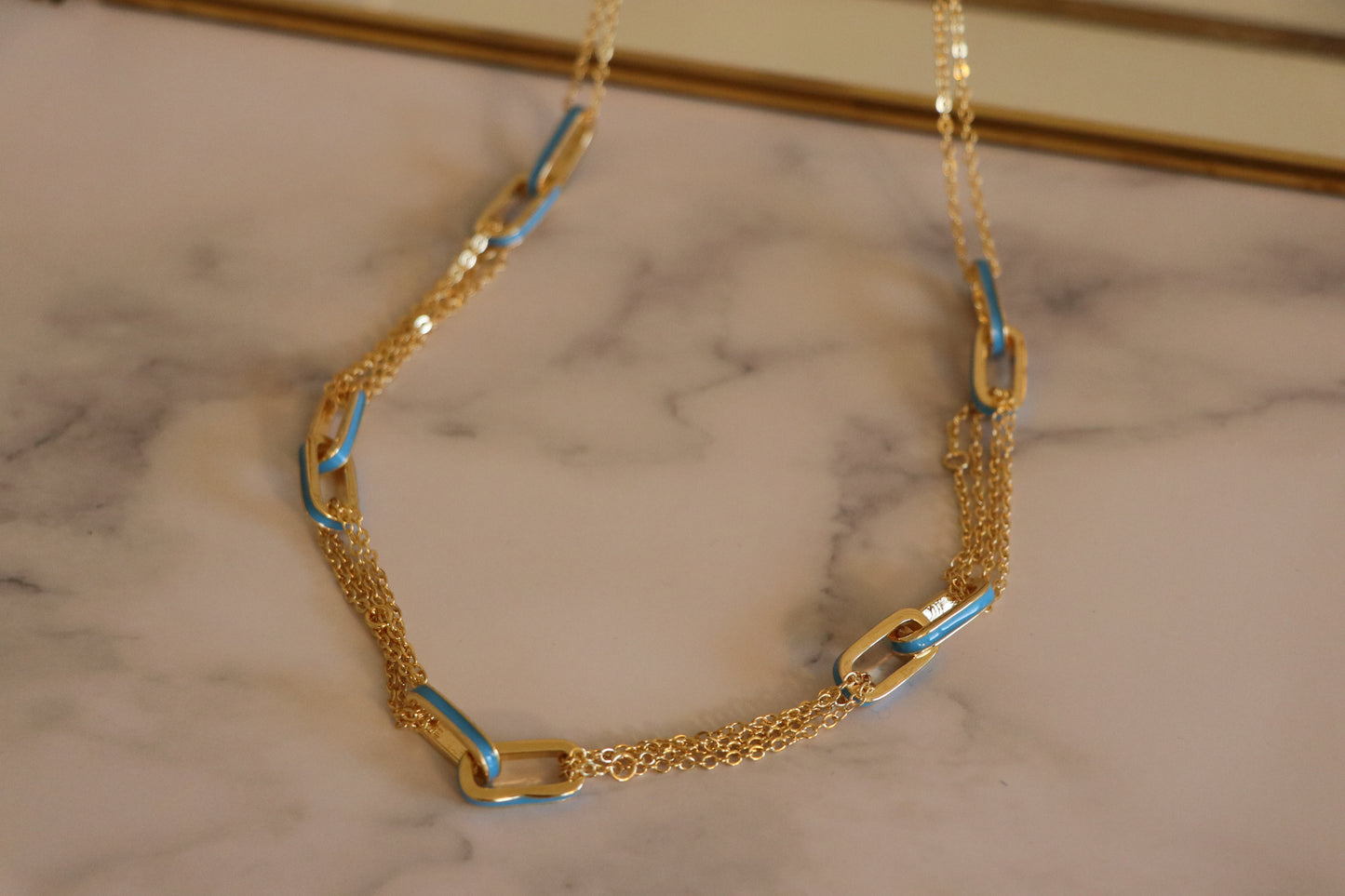 Double Interlocking Paper Clip Link Chain Necklace in Yellow Gold with ...