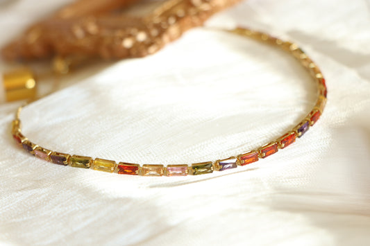 Colorful Cristal Zircon Stone Chain Choker - Necklace