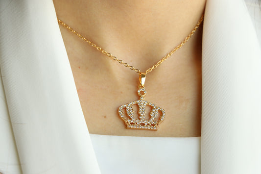 Luxury Golden Zircon JORDAN ROYAL CROWN - Pendant Necklace
