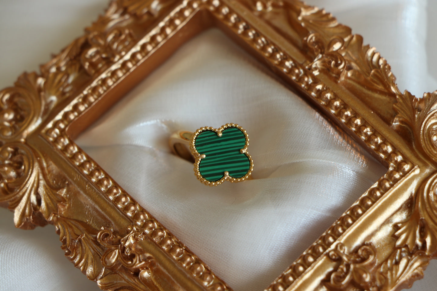 Luxury VCA RING - GREEN Leaf Clover Free Size Ring - Adjustable