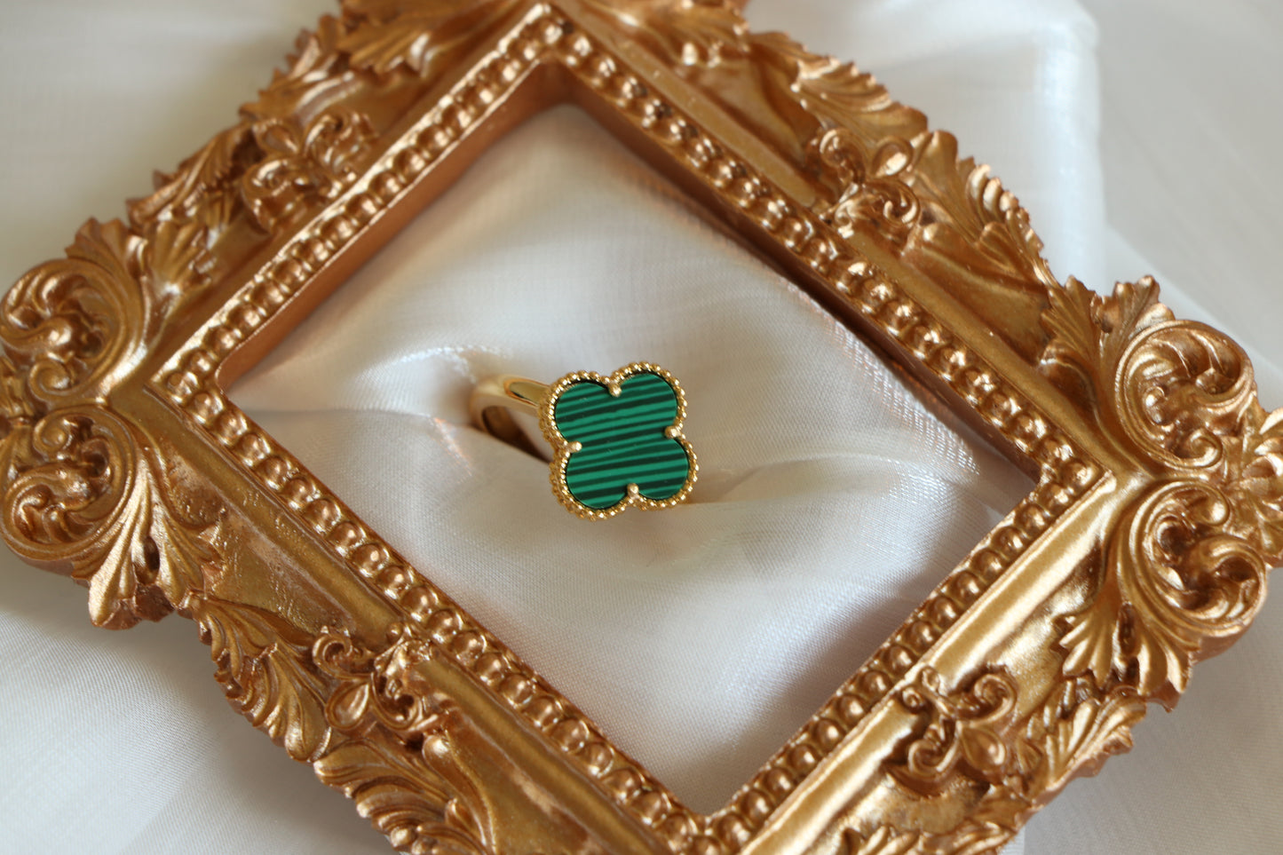 Luxury VCA RING - GREEN Leaf Clover Free Size Ring - Adjustable