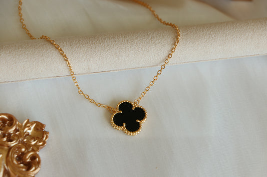 VCA Pendant Necklace BLACK ONYX Leaf Clover