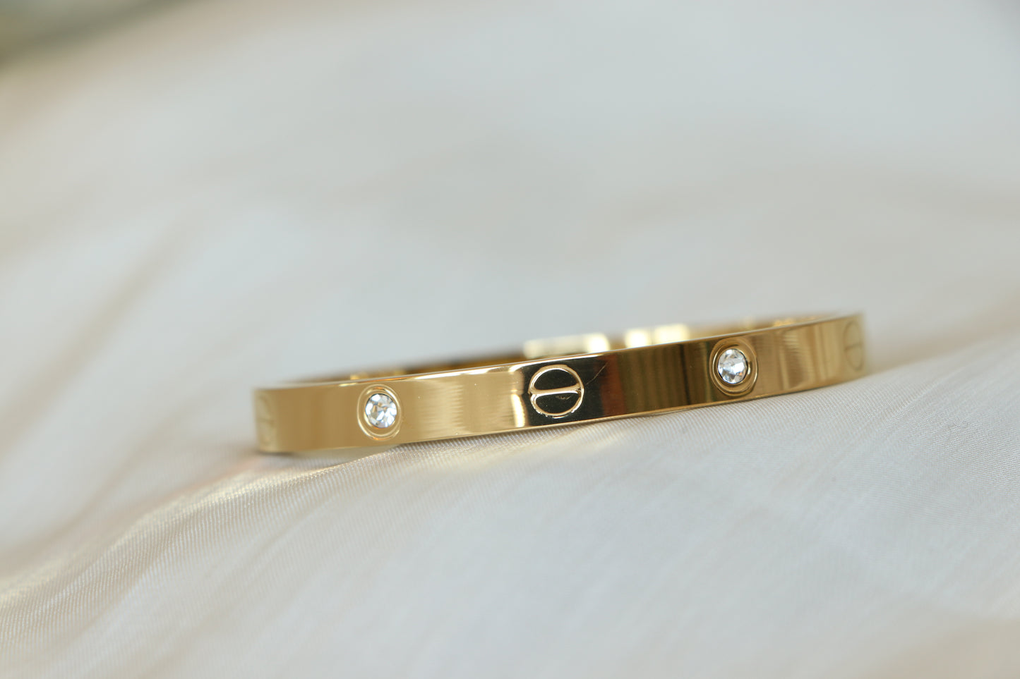 Iconic Bangle LOVE Bracelet with Crystal Diamonds - High Quality 18k Gold Plated Statement Piece