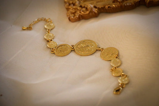 Iconic Gold Multi Sizes Lyra Coins Chain Bracelet