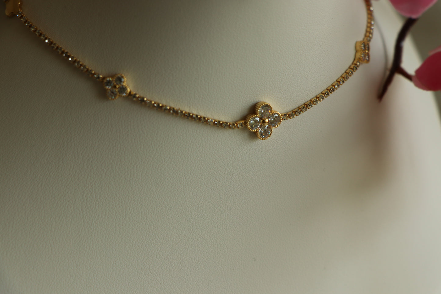 Florita Golden Zircon Stone Tennis Choker Necklace