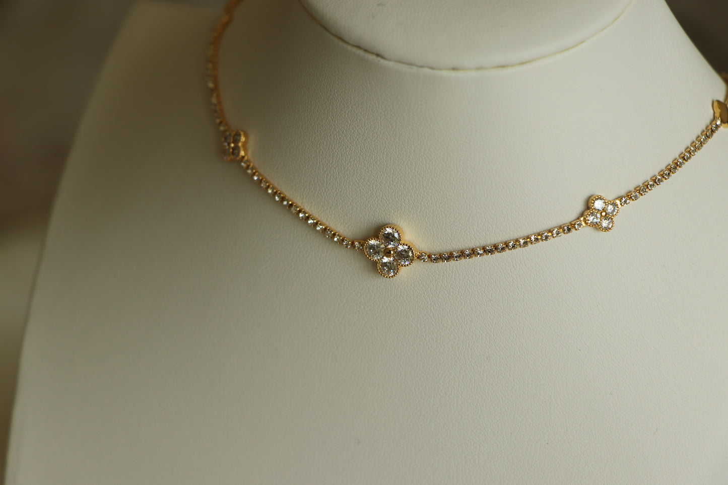 Florita Golden Zircon Stone Tennis Choker Necklace