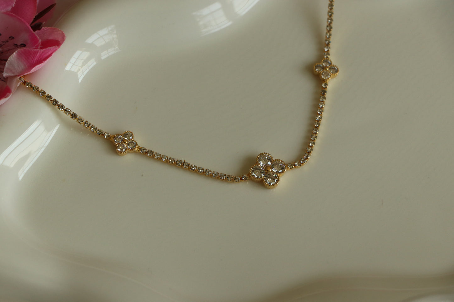 Florita Golden Zircon Stone Tennis Choker Necklace