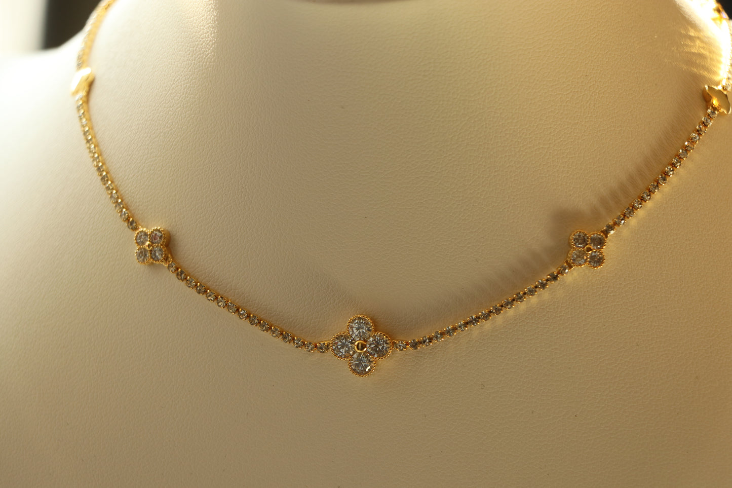 Florita Golden Zircon Stone Tennis Choker Necklace