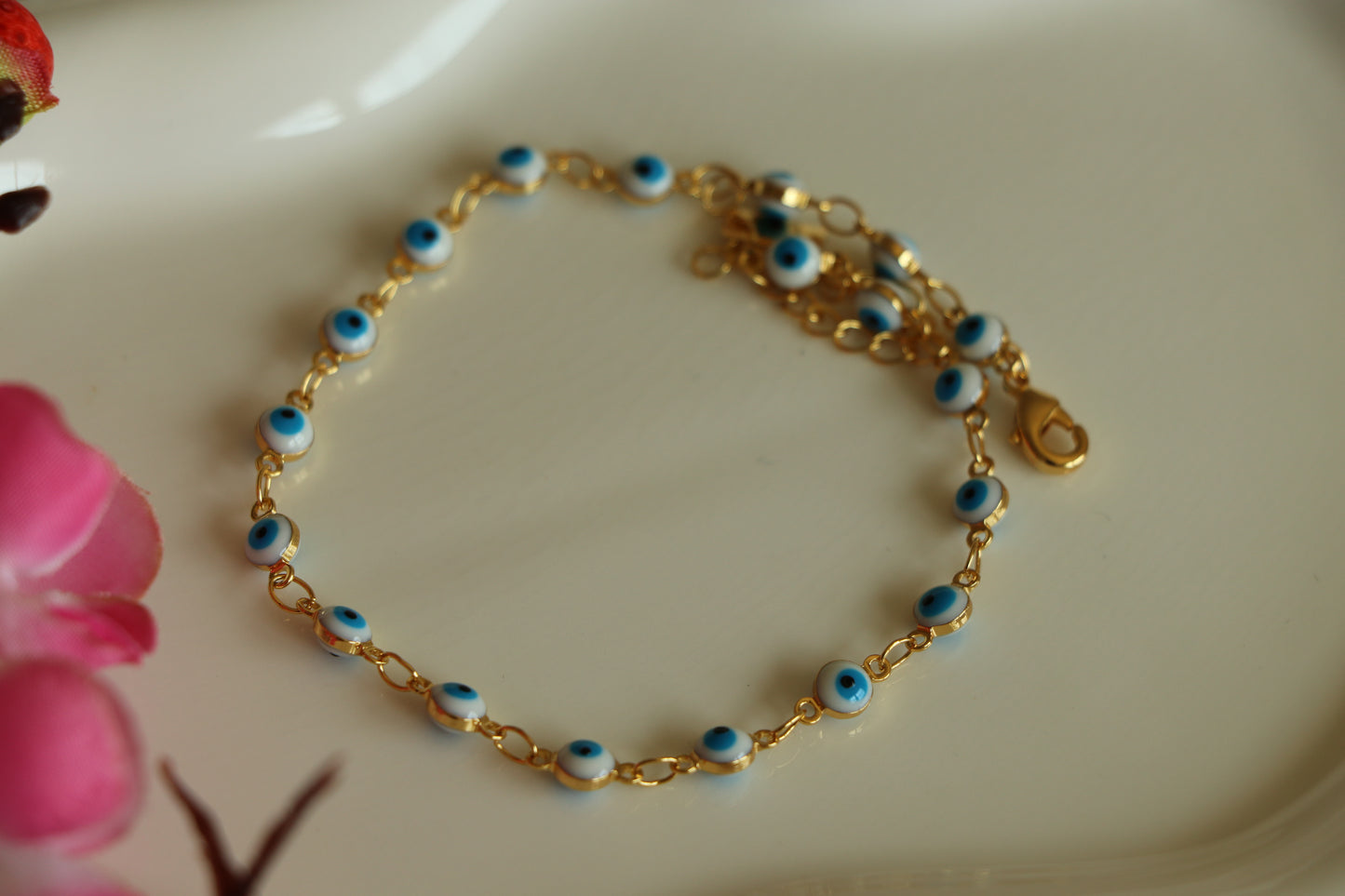 Simple Blue Lucky Evil Eyes Anklet