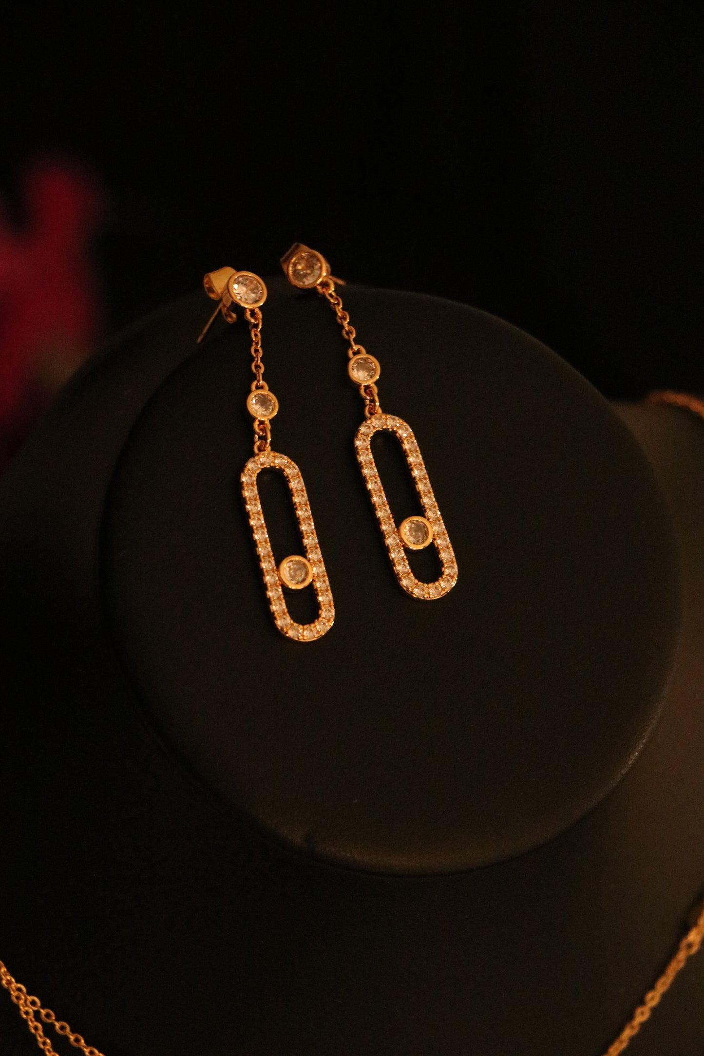 Iconic Messika Jewelry Set Studded with Full Zircon ( Double Layer Necklace + Earrings)