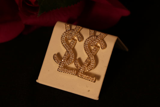 Luxe YSL Earrings Studded with Full Zircon