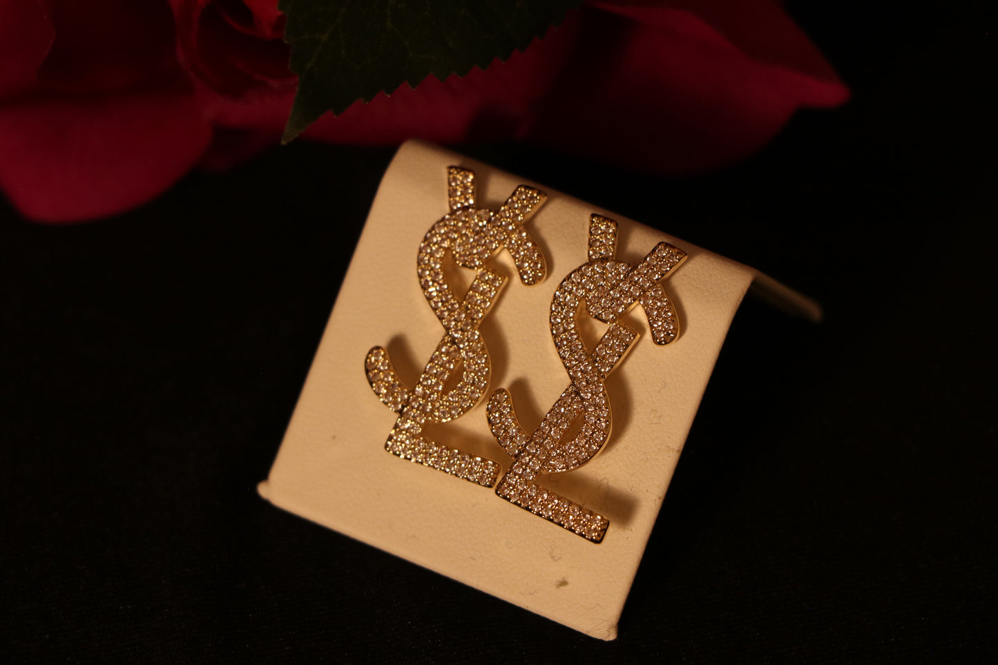 Luxe YSL Earrings Studded with Full Zircon
