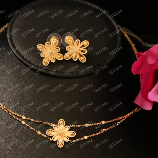 Al-Wardah Khaleji Choker Set (Necklace + Earrings) Jewelry Sets